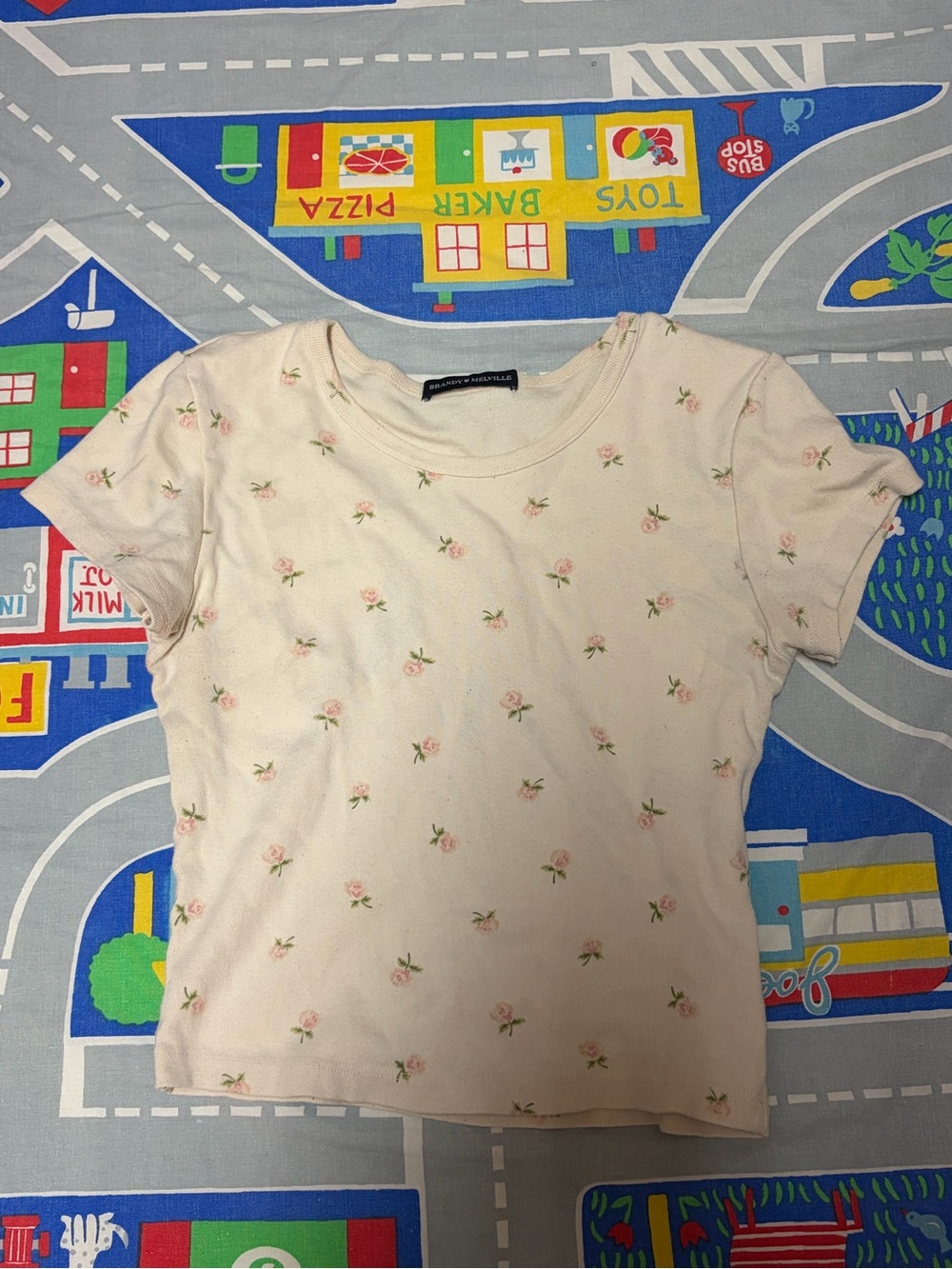 Brandy Melville cream floral t-shirt